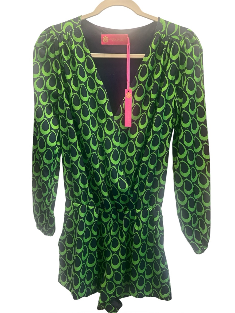 Macbeth Collection by Margaret Josephs Long Sleeve V-Neck romper.